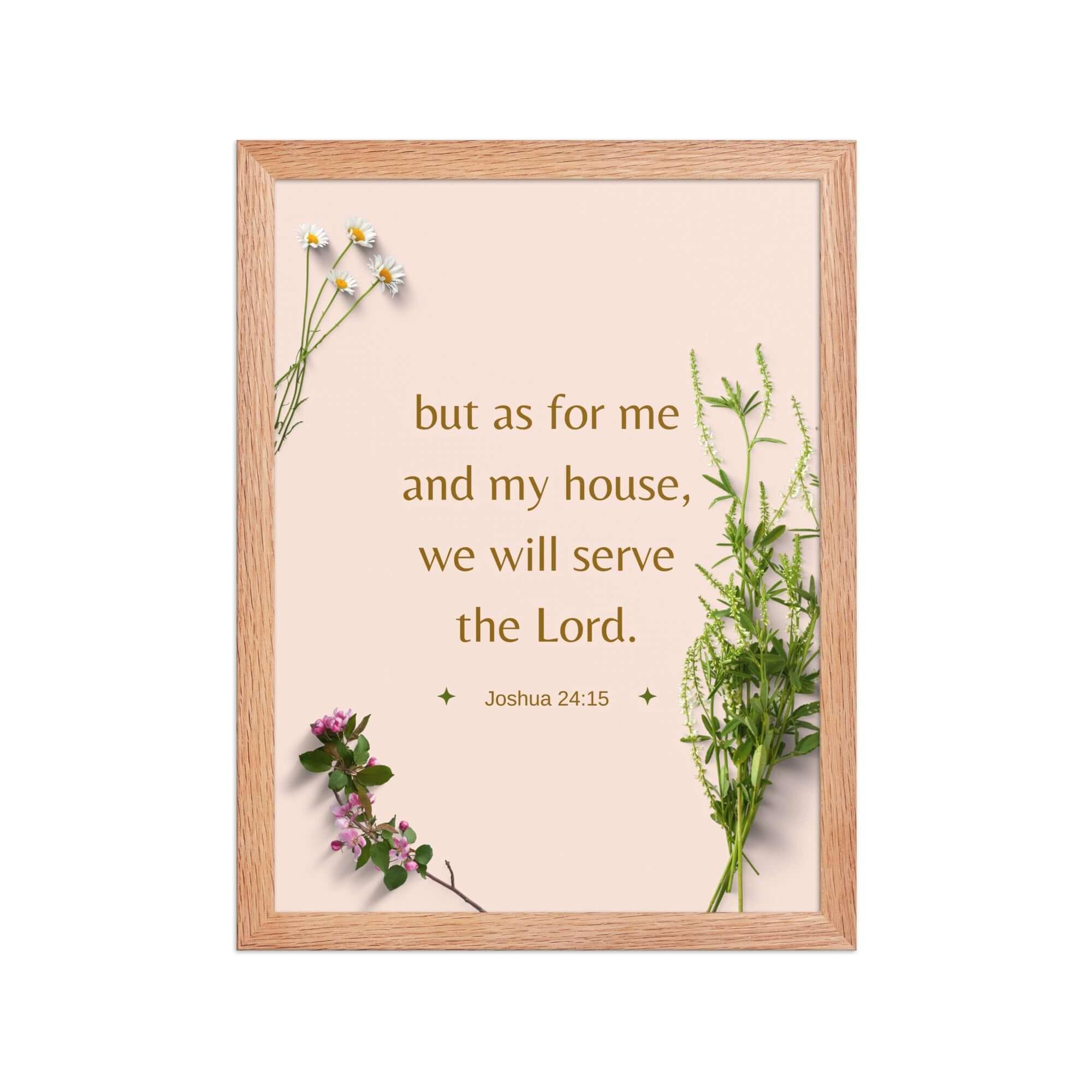 Joshua 24:15 Bible Verse, your fathers Premium Luster Photo Paper Framed Poster Wall Art Red Oak 12″×16″