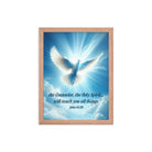 John 14:26 Bible Verse, Holy Spirit Dove Premium Luster Photo Paper Framed Poster Wall Art Red Oak 12″×16″