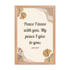 John 14:27 Bible Verse, Peace I Premium Luster Photo Paper Framed Poster Wall Art Red Oak 12″×18″