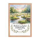 Psalm 23:1 Bible Verse, is my Premium Luster Photo Paper Framed Poster Red Oak 12″×18″