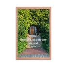 Revelation 3:20 Bible Verse, Garden Doorway Premium Luster Photo Paper Framed Poster Wall Art Red Oak 12″×18″