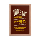 Matthew 11:29-30 Bible Verse, learn from me Premium Luster Photo Paper Framed Poster Wall Art Red Oak 12″×18″