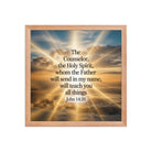 John 14:26 Bible Verse will send Premium Luster Photo Paper Framed Poster Red Oak 14″×14″