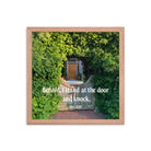 Revelation 3:20 Bible Verse, Garden Doorway Premium Luster Photo Paper Framed Poster Wall Art Red Oak 14″×14″
