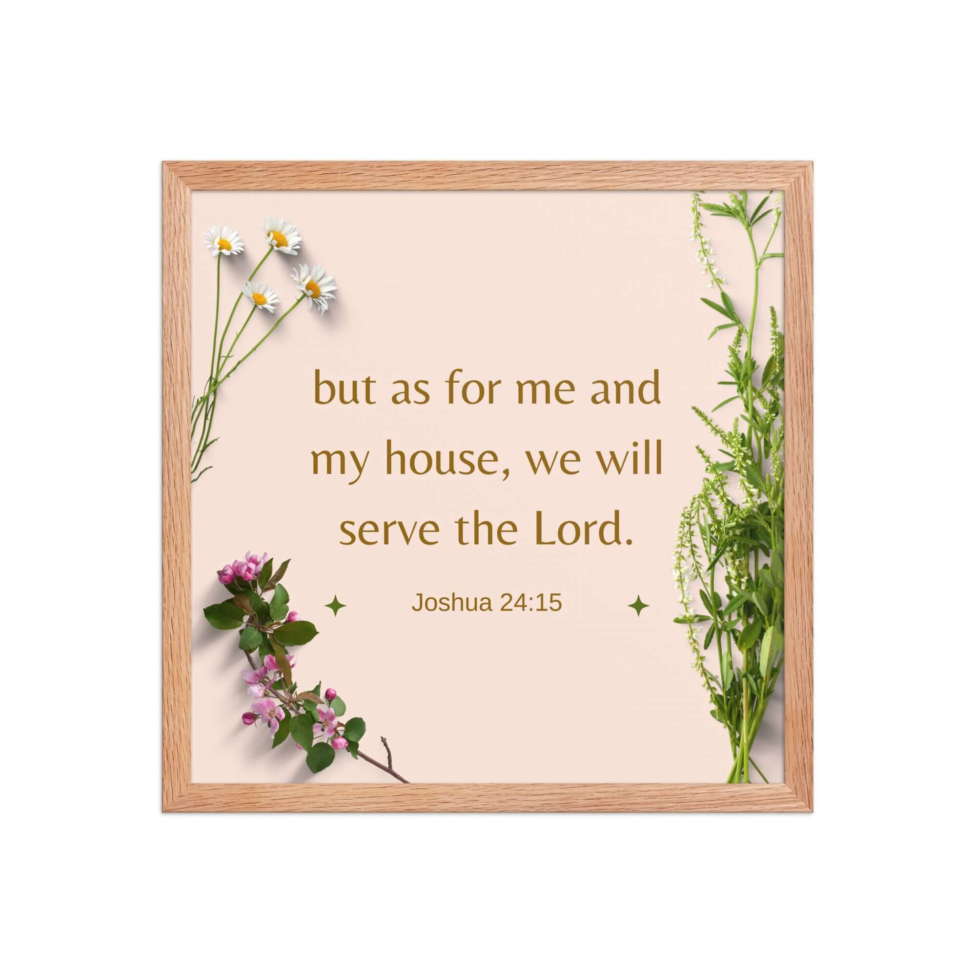 Joshua 24:15 Bible Verse, your fathers Premium Luster Photo Paper Framed Poster Wall Art Red Oak 16″×16″