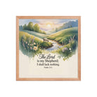 Psalm 23:1 Bible Verse, Lord Premium Luster Photo Paper Framed Poster Red Oak 16″×16″