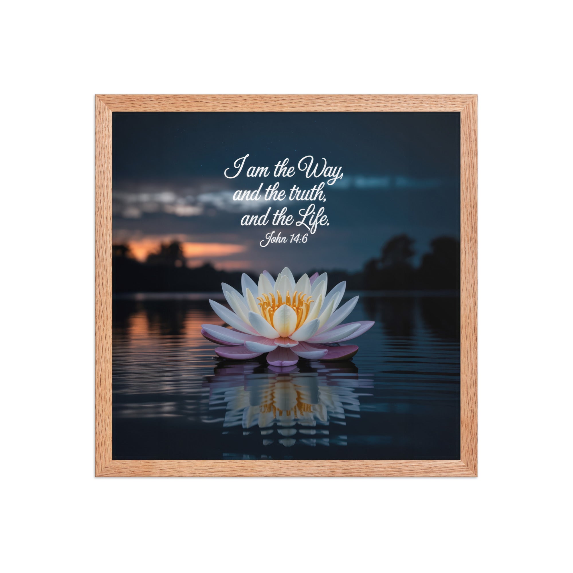 John 14:6 Bible Verse The Father Premium Luster Photo Paper Framed Poster Red Oak 16″×16″