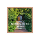 Revelation 3:20 Bible Verse, Garden Doorway Premium Luster Photo Paper Framed Poster Wall Art Red Oak 16″×16″