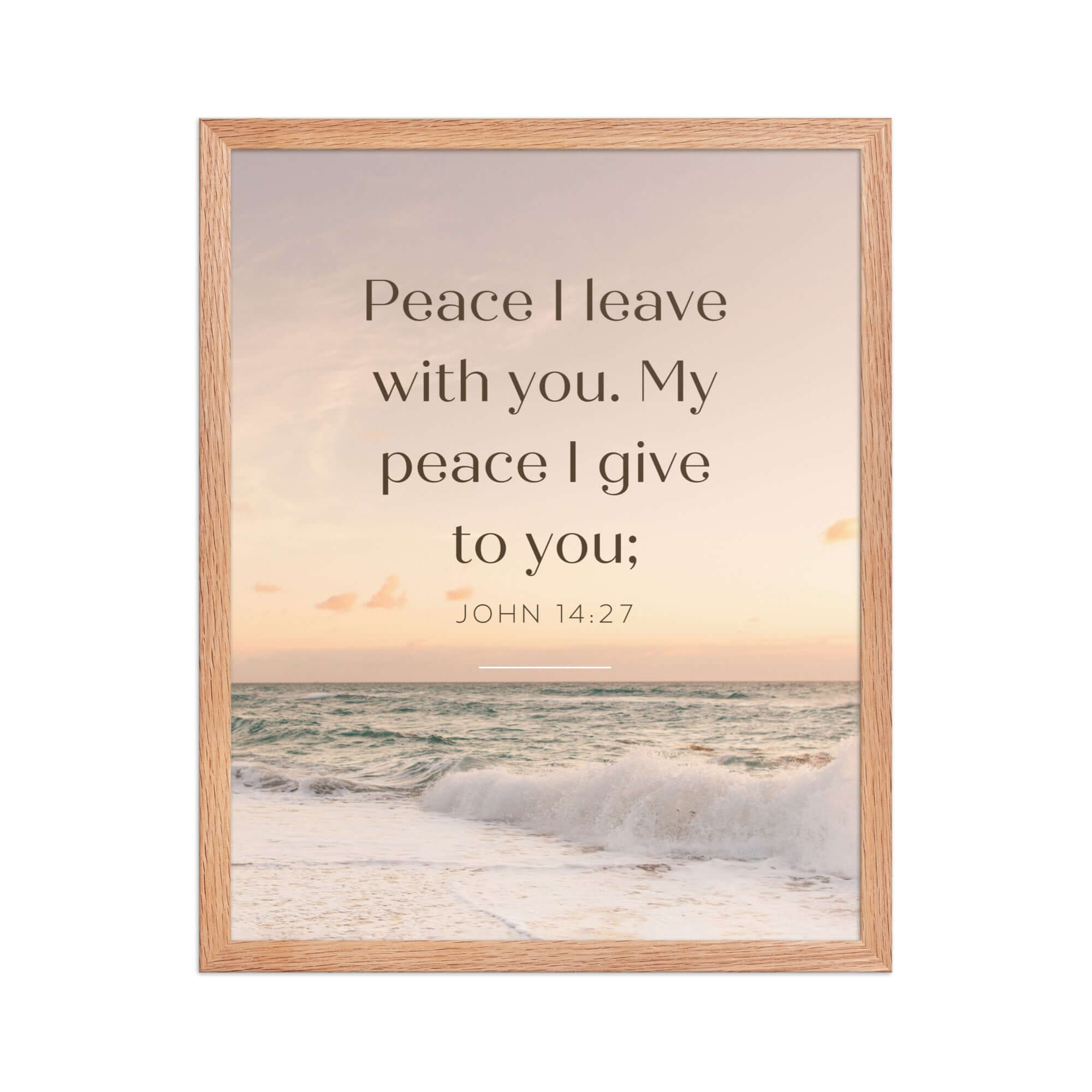 John 14:27 Bible Verse, not as the Premium Luster Photo Paper Framed Poster Wall Art Red Oak 16″×20″