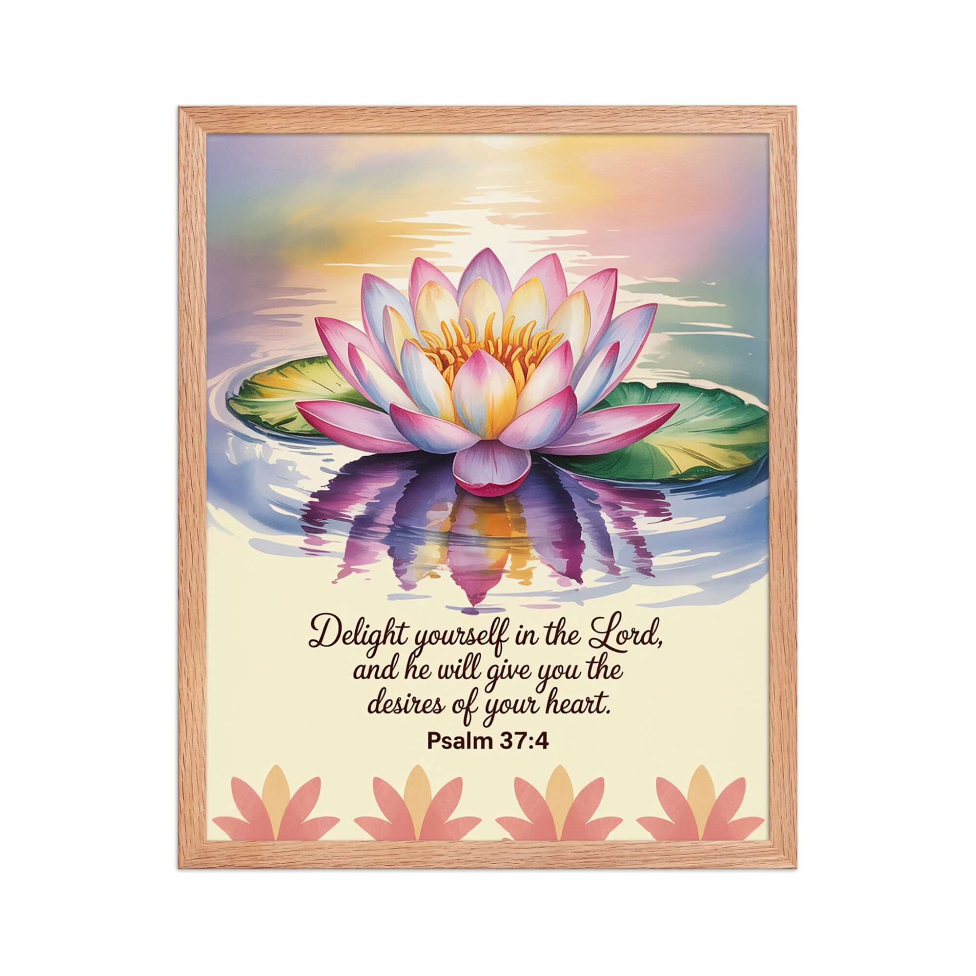 Psalm 37:4 Bible Verse, the Lord Premium Luster Photo Paper Framed Poster Red Oak 16″×20″