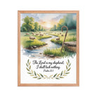 Psalm 23:1 Bible Verse, is my Premium Luster Photo Paper Framed Poster Red Oak 16″×20″