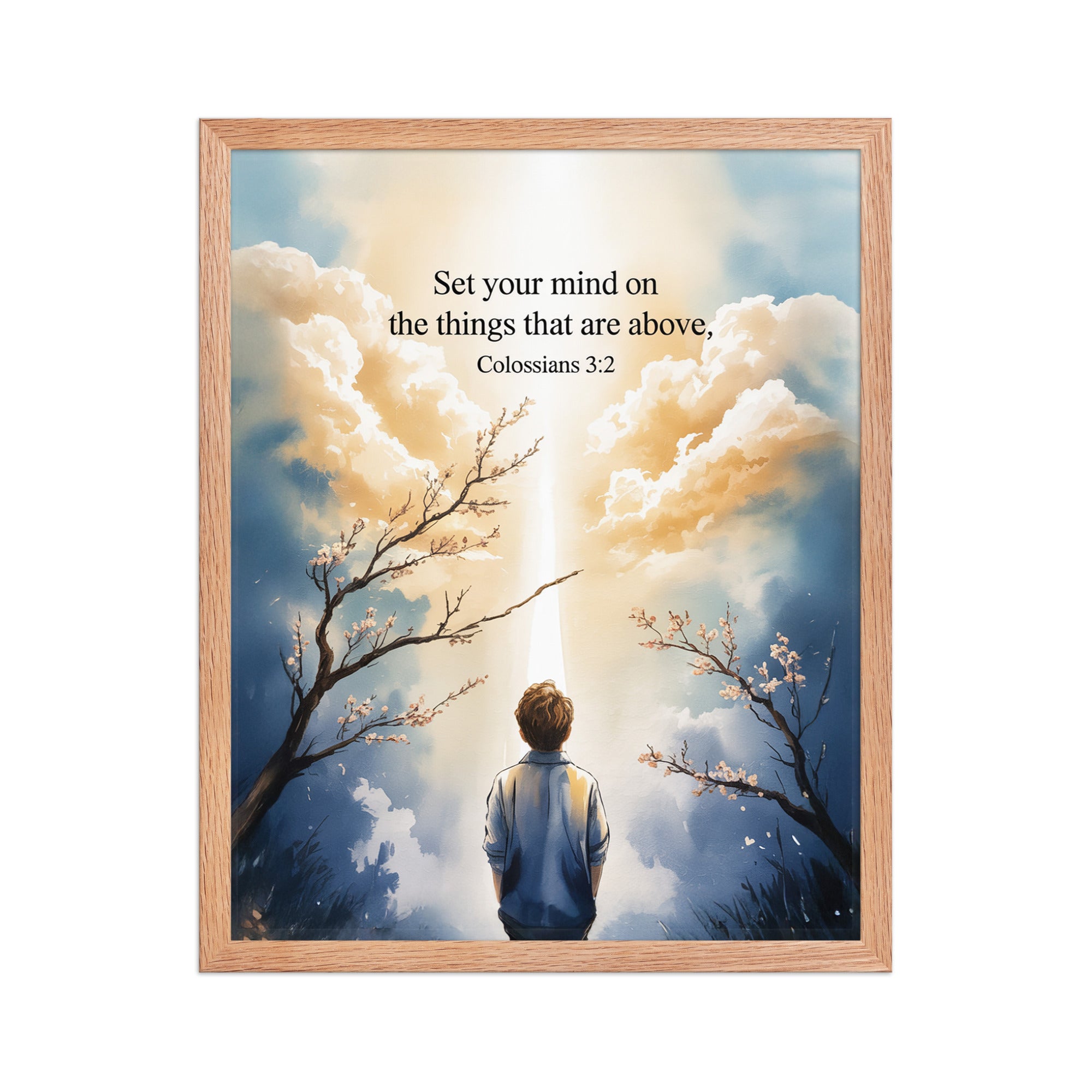 Colossians 3:2 Bible Verse the things Premium Luster Photo Paper Framed Poster Red Oak 16″×20″