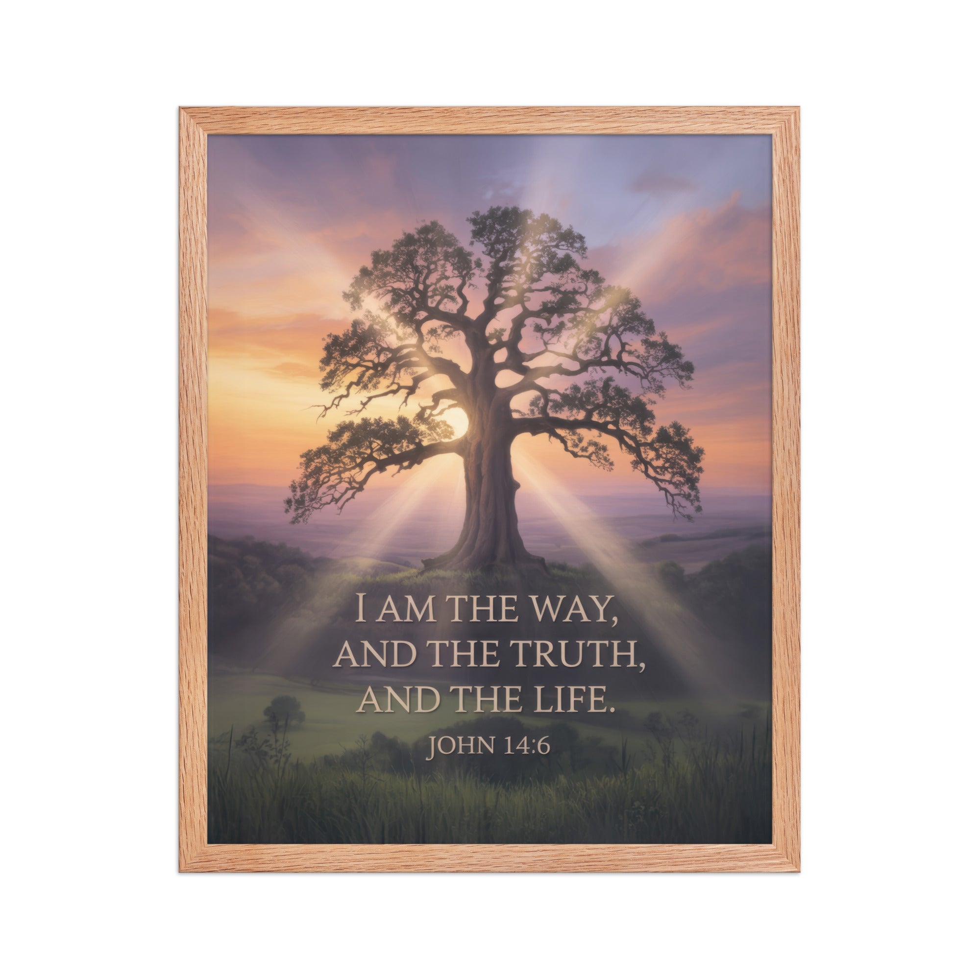 John 14:6 Bible Verse Jesus said Premium Luster Photo Paper Framed Poster Red Oak 16″×20″