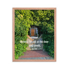 Revelation 3:20 Bible Verse, Garden Doorway Premium Luster Photo Paper Framed Poster Wall Art Red Oak 16″×20″