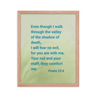 Psalm 23:4 Bible Verse, fear no evil Premium Luster Photo Paper Framed Poster Wall Art Red Oak 16″×20″