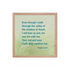 Psalm 23:4 Bible Verse, fear no evil Premium Luster Photo Paper Framed Poster Wall Art Red Oak 18″×18″