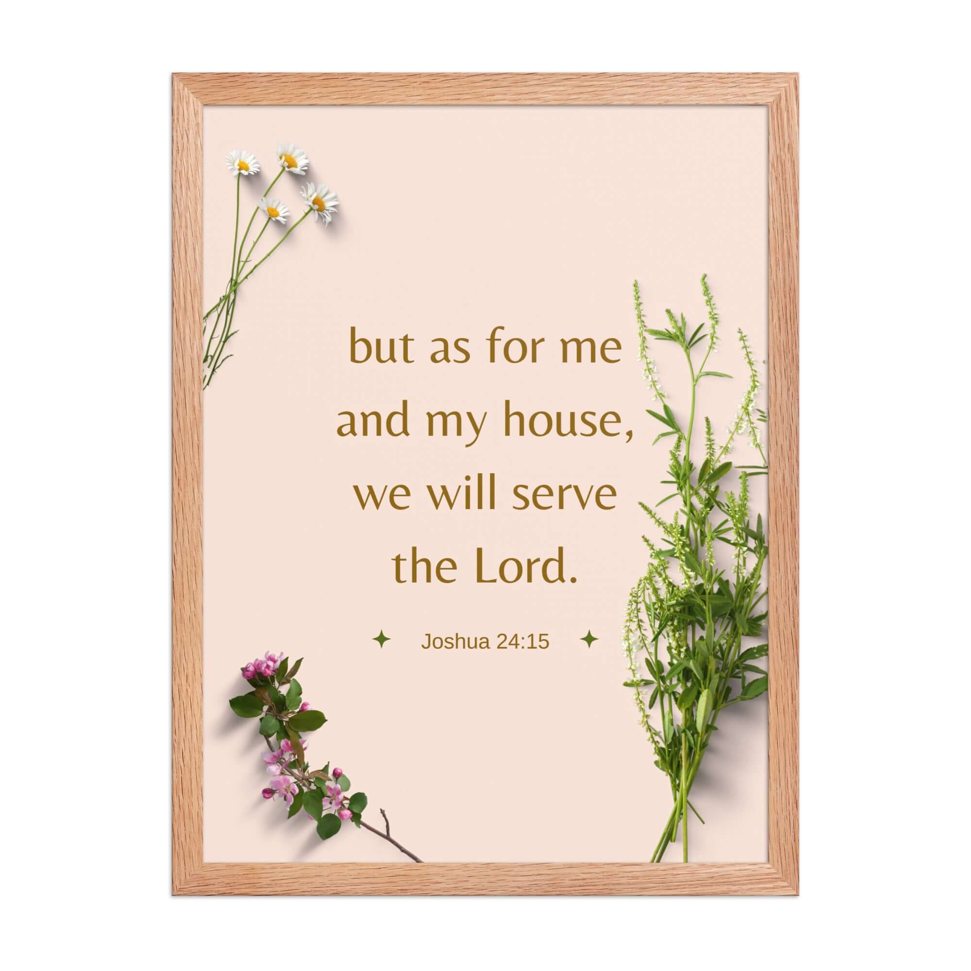 Joshua 24:15 Bible Verse, your fathers Premium Luster Photo Paper Framed Poster Wall Art Red Oak 18″×24″
