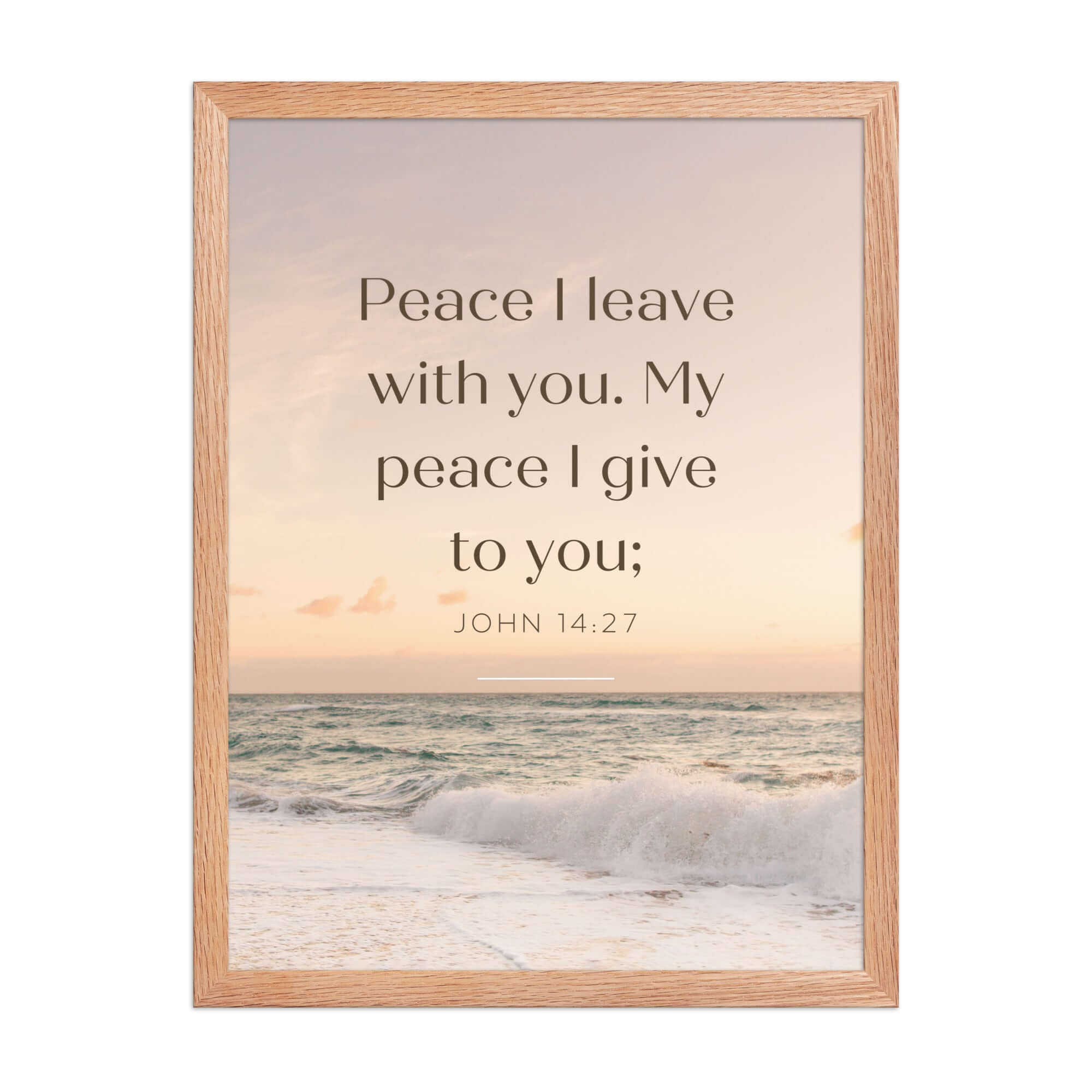 John 14:27 Bible Verse, not as the Premium Luster Photo Paper Framed Poster Wall Art Red Oak 18″×24″