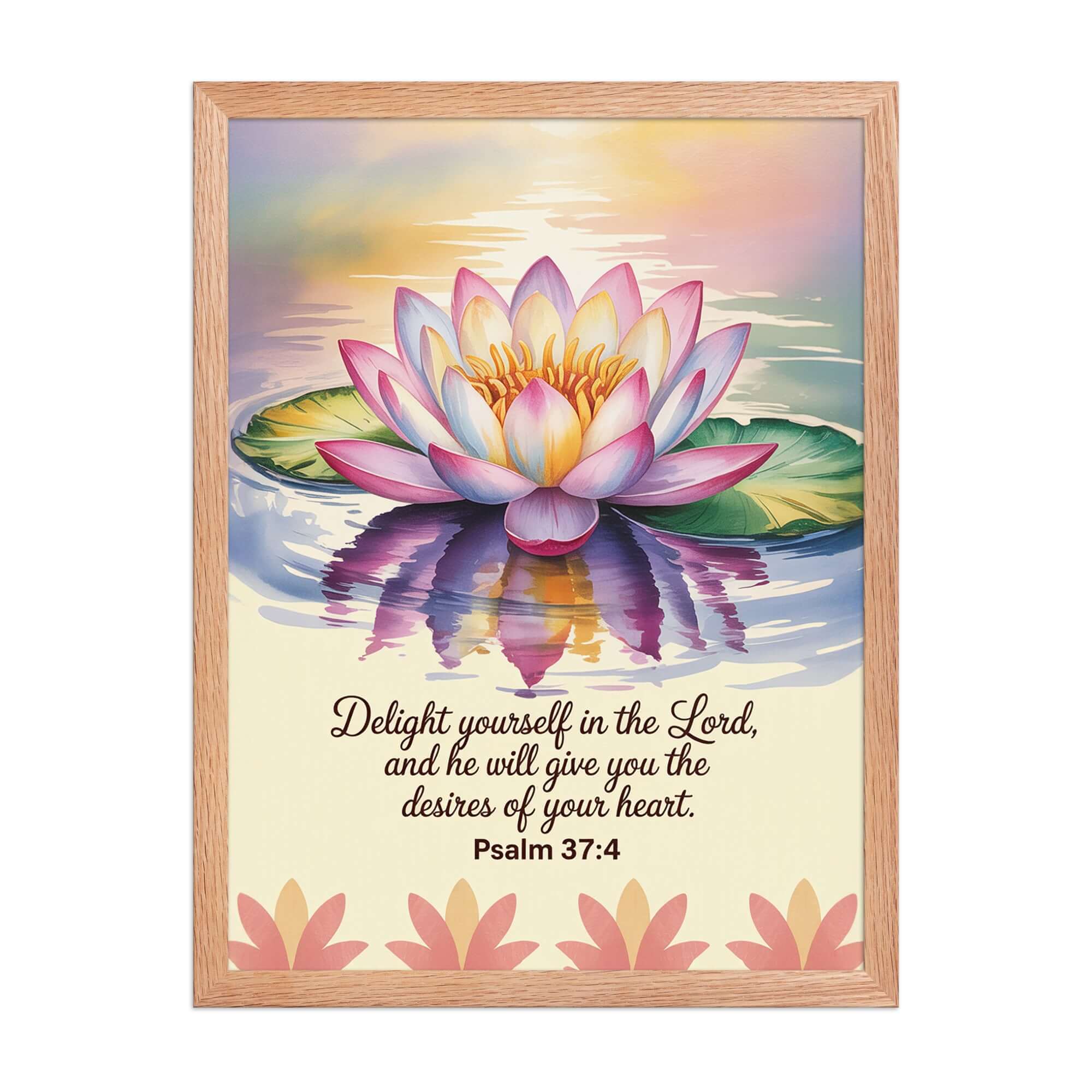 Psalm 37:4 Bible Verse, the Lord Premium Luster Photo Paper Framed Poster Red Oak 18″×24″