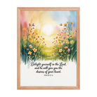 Psalm 37:4 Bible Verse, will give Premium Luster Photo Paper Framed Poster Red Oak 18″×24″