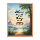 Colossians 3:2 Bible Verse Set Premium Luster Photo Paper Framed Poster Red Oak 18″×24″