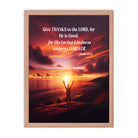 Psalm 107:1 Bible Verse, Give Thanks to the Lord Premium Luster Photo Paper Framed Poster Wall Art Red Oak 18″×24″