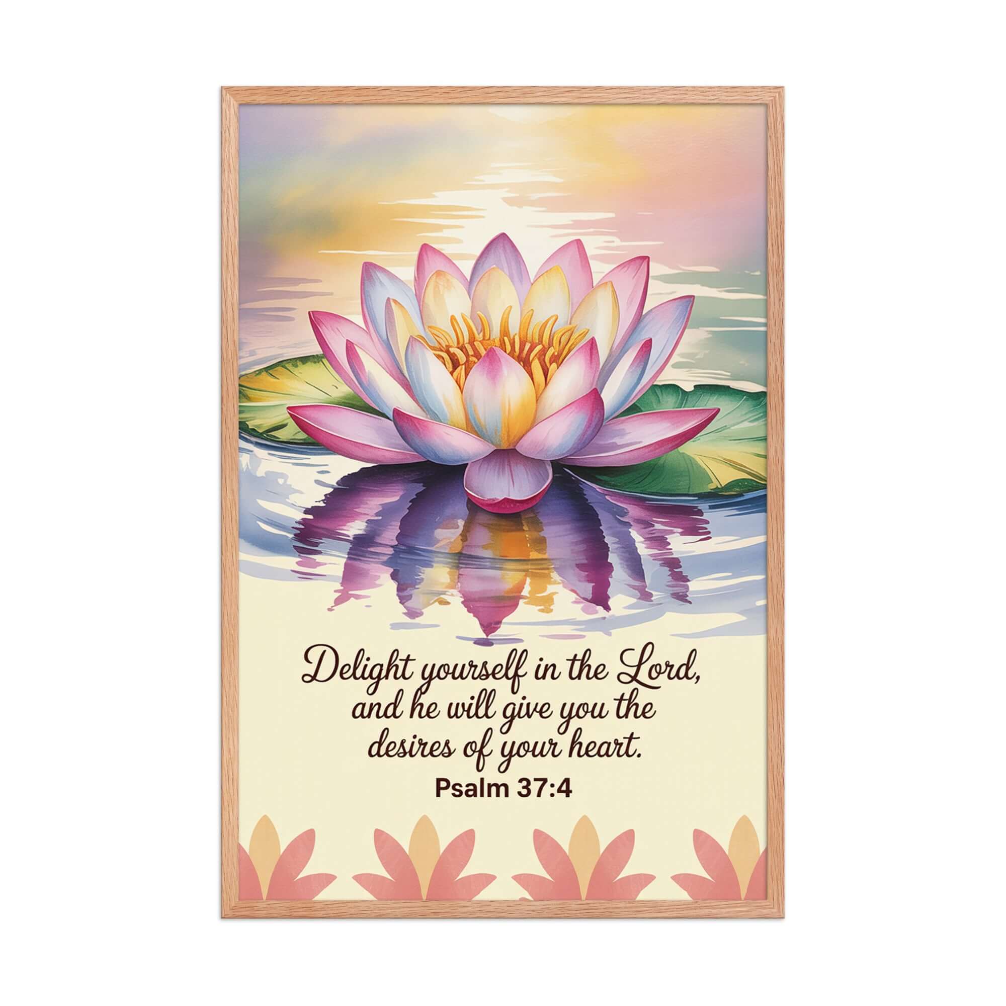 Psalm 37:4 Bible Verse, the Lord Premium Luster Photo Paper Framed Poster Red Oak 24″×36″