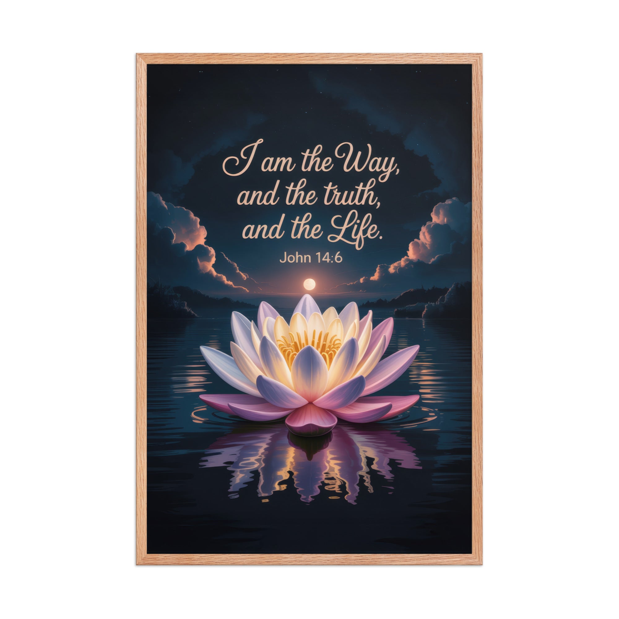 John 14:6 Bible Verse The Way Premium Luster Photo Paper Framed Poster Red Oak 24″×36″