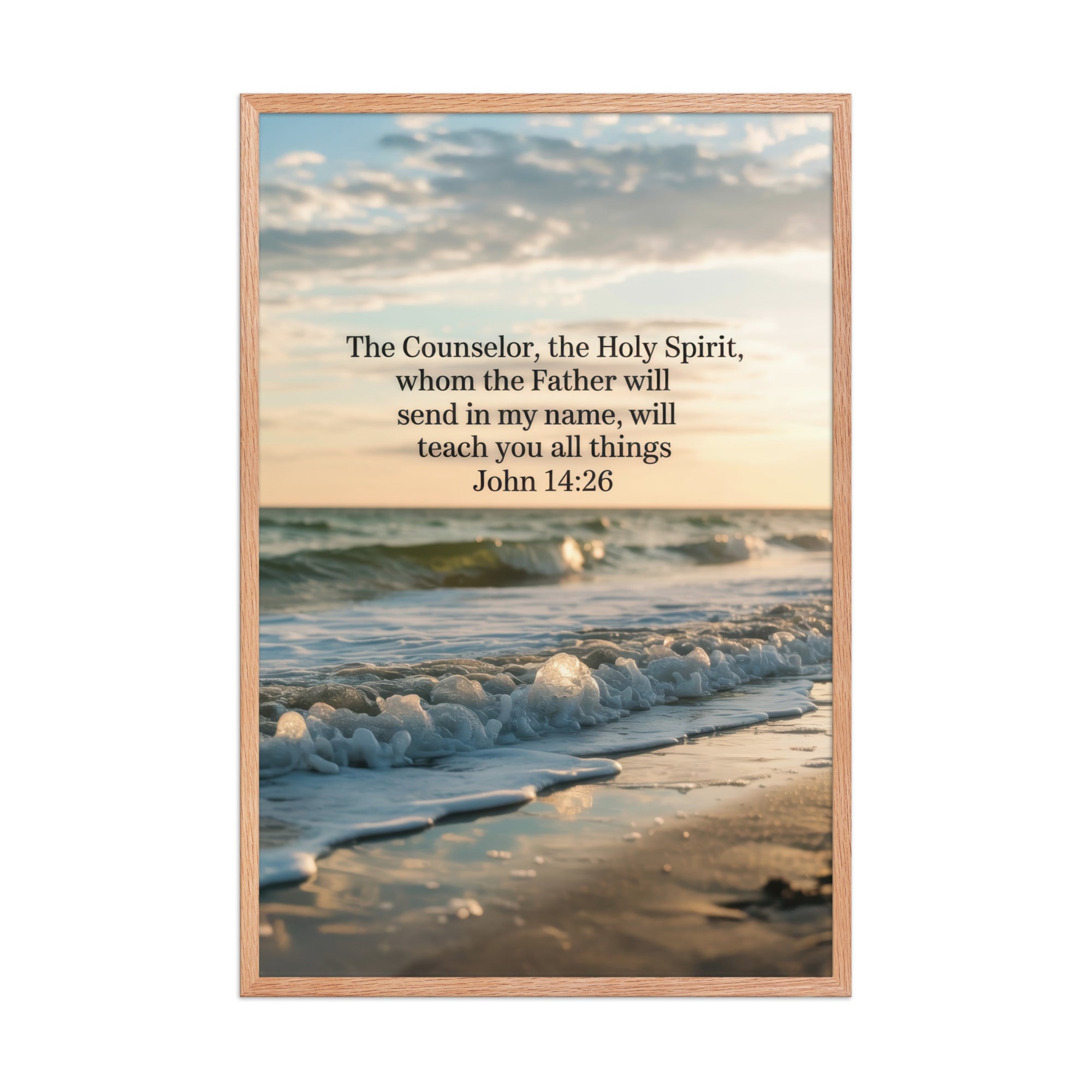 John 14:26 Bible Verse You All Premium Luster Photo Paper Framed Poster Red Oak 24″×36″
