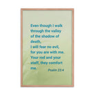 Psalm 23:4 Bible Verse, fear no evil Premium Luster Photo Paper Framed Poster Wall Art Red Oak 24″×36″