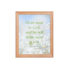 James 4:8 Bible Verse, Draw near Premium Luster Photo Paper Framed Poster Wall Art Red Oak 8″×10″