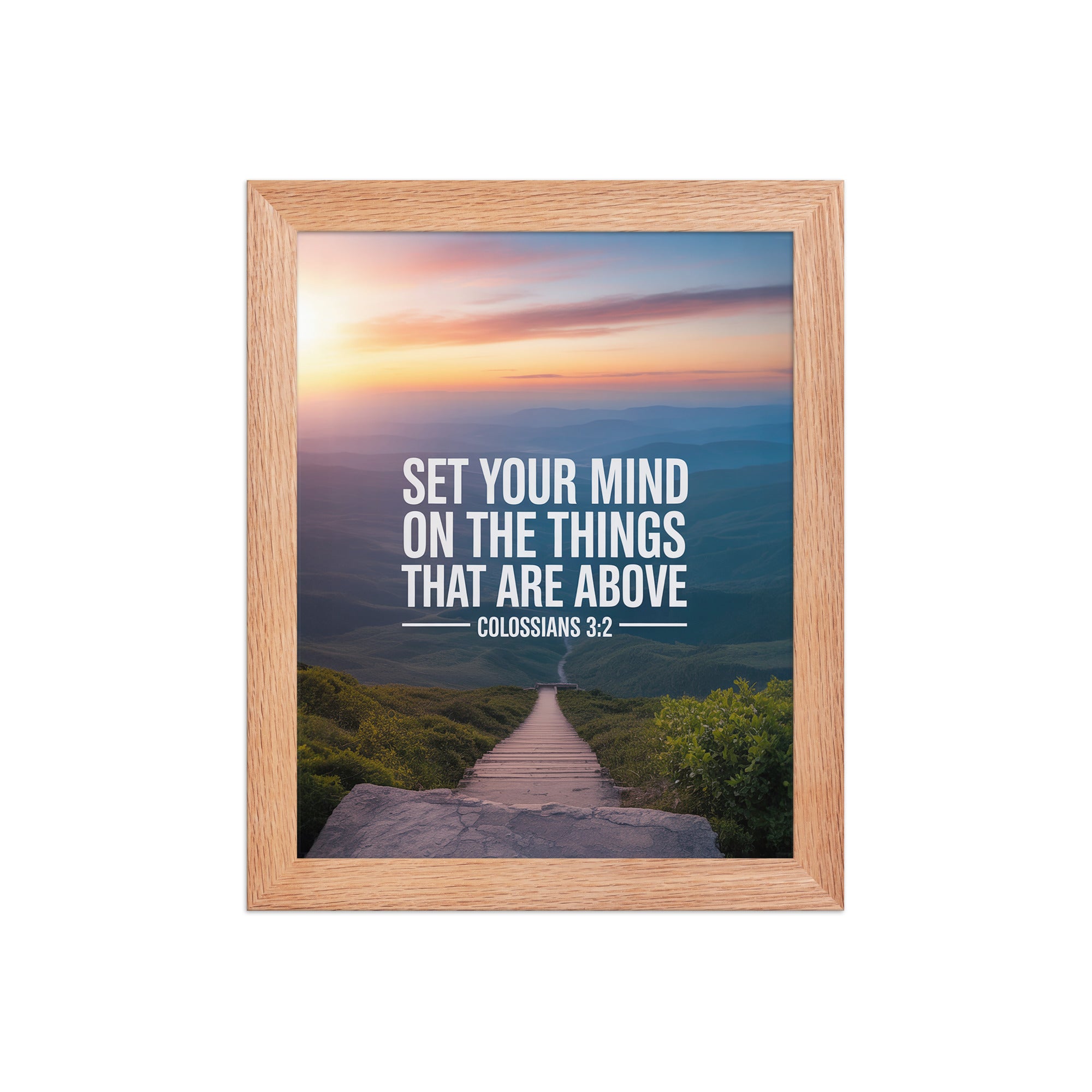 Colossians 3:2 Bible Verse your mind Premium Luster Photo Paper Framed Poster Red Oak 8″×10″