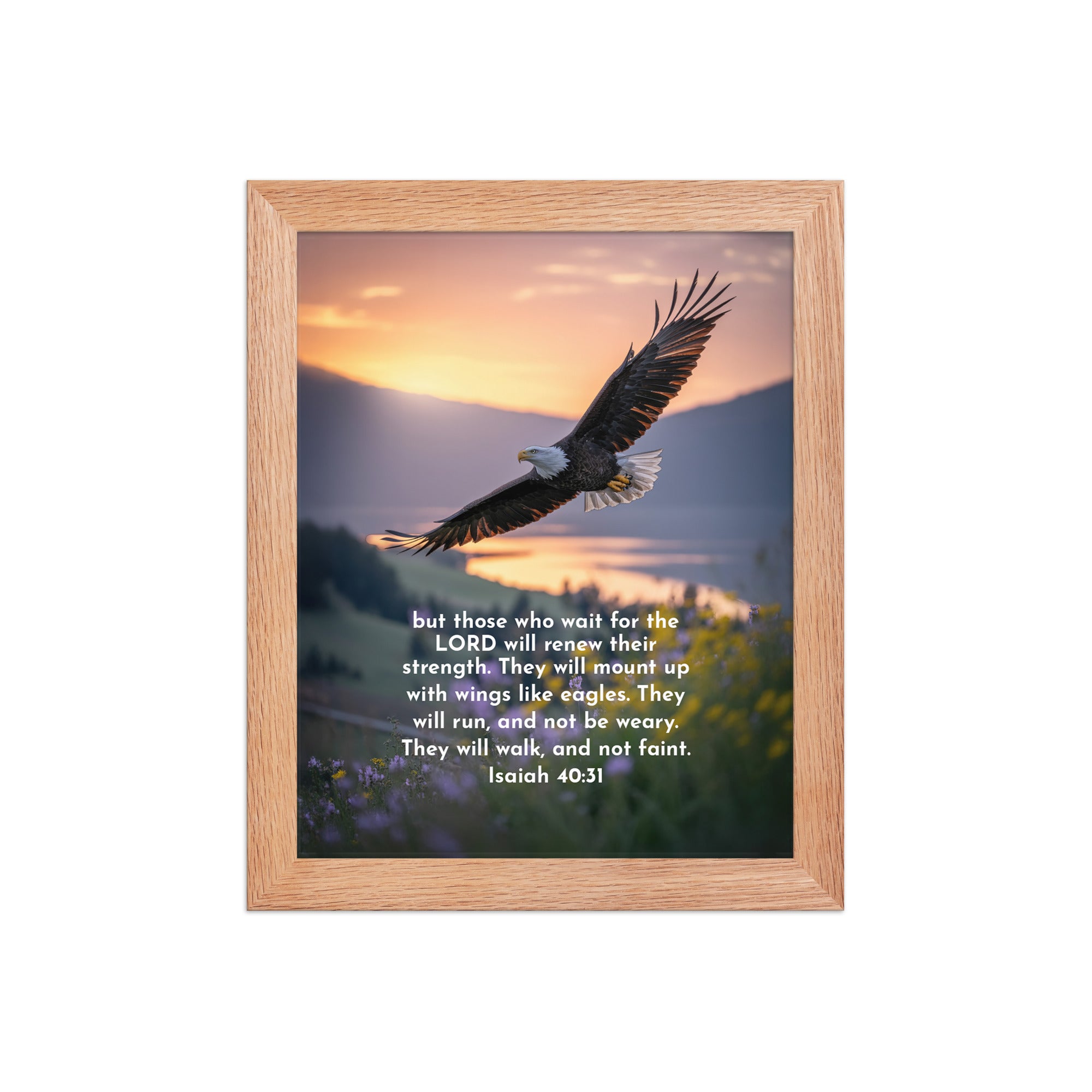 Isaiah 40:31 Bible Verse Renew Strength Premium Luster Photo Paper Framed Poster Red Oak 8″×10″