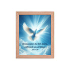 John 14:26 Bible Verse, Holy Spirit Dove Premium Luster Photo Paper Framed Poster Wall Art Red Oak 8″×10″