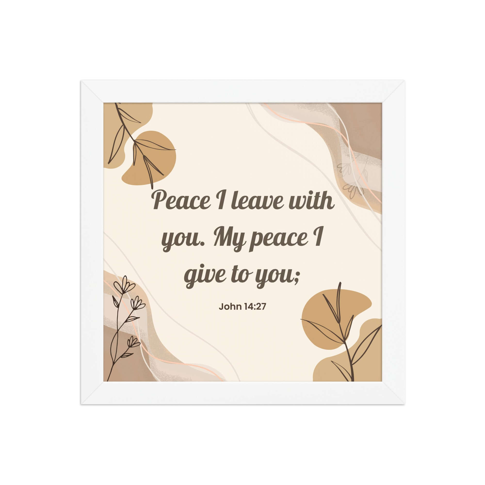 John 14:27 Bible Verse, Peace I Premium Luster Photo Paper Framed Poster Wall Art White 10″×10″