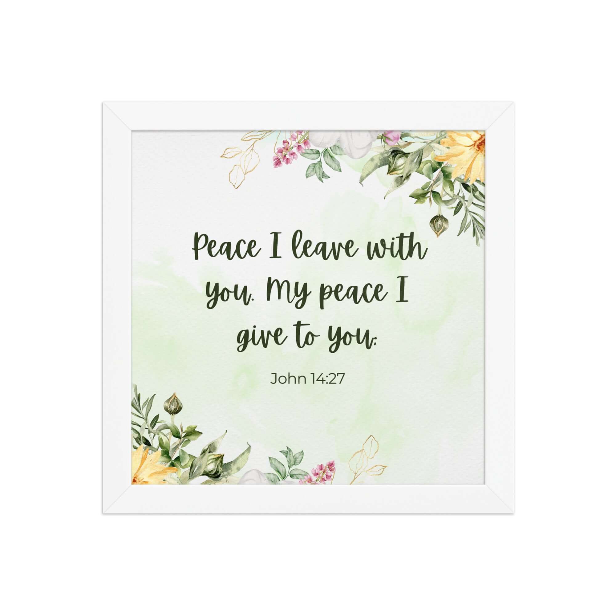 John 14:27 Bible Verse, My peace Premium Luster Photo Paper Framed Poster Wall Art White 10″×10″