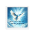 John 14:26 Bible Verse, Holy Spirit Dove Premium Luster Photo Paper Framed Poster Wall Art White 10″×10″