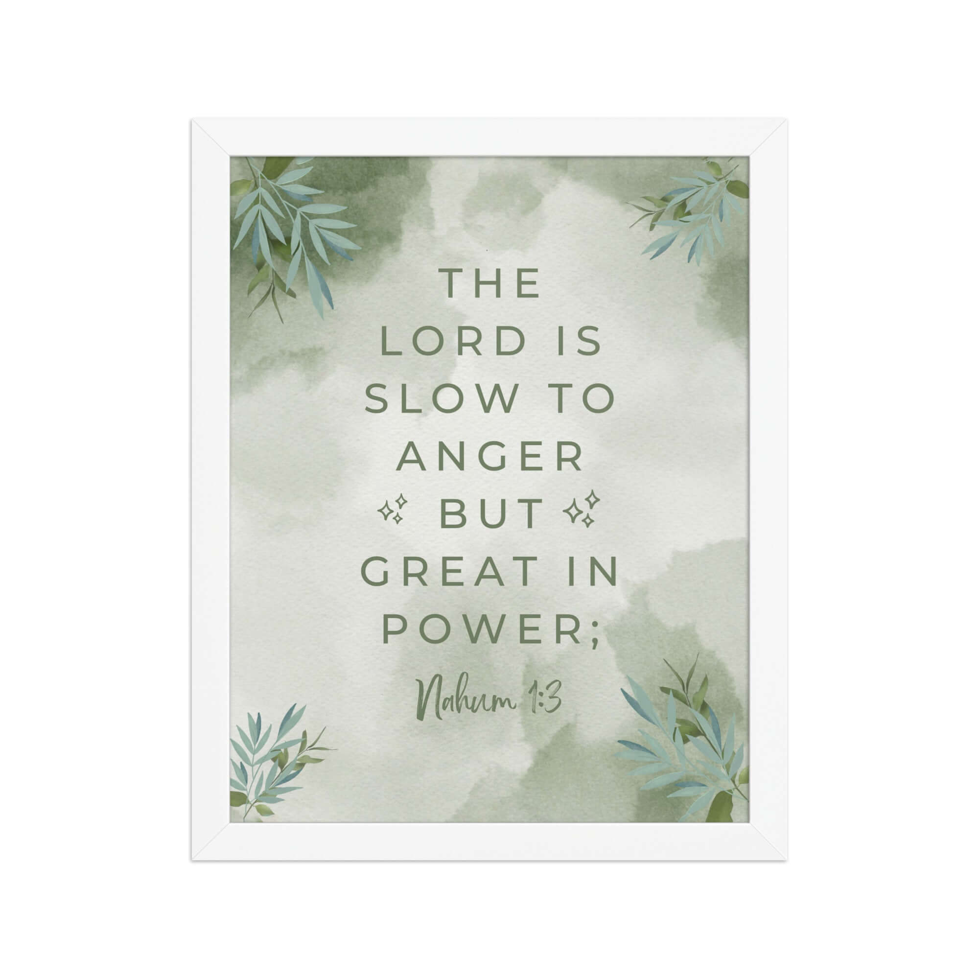 Nahum 1:3 Bible Verse, The Lord is slow Premium Luster Photo Paper Framed Poster Wall Art White 11″×14″