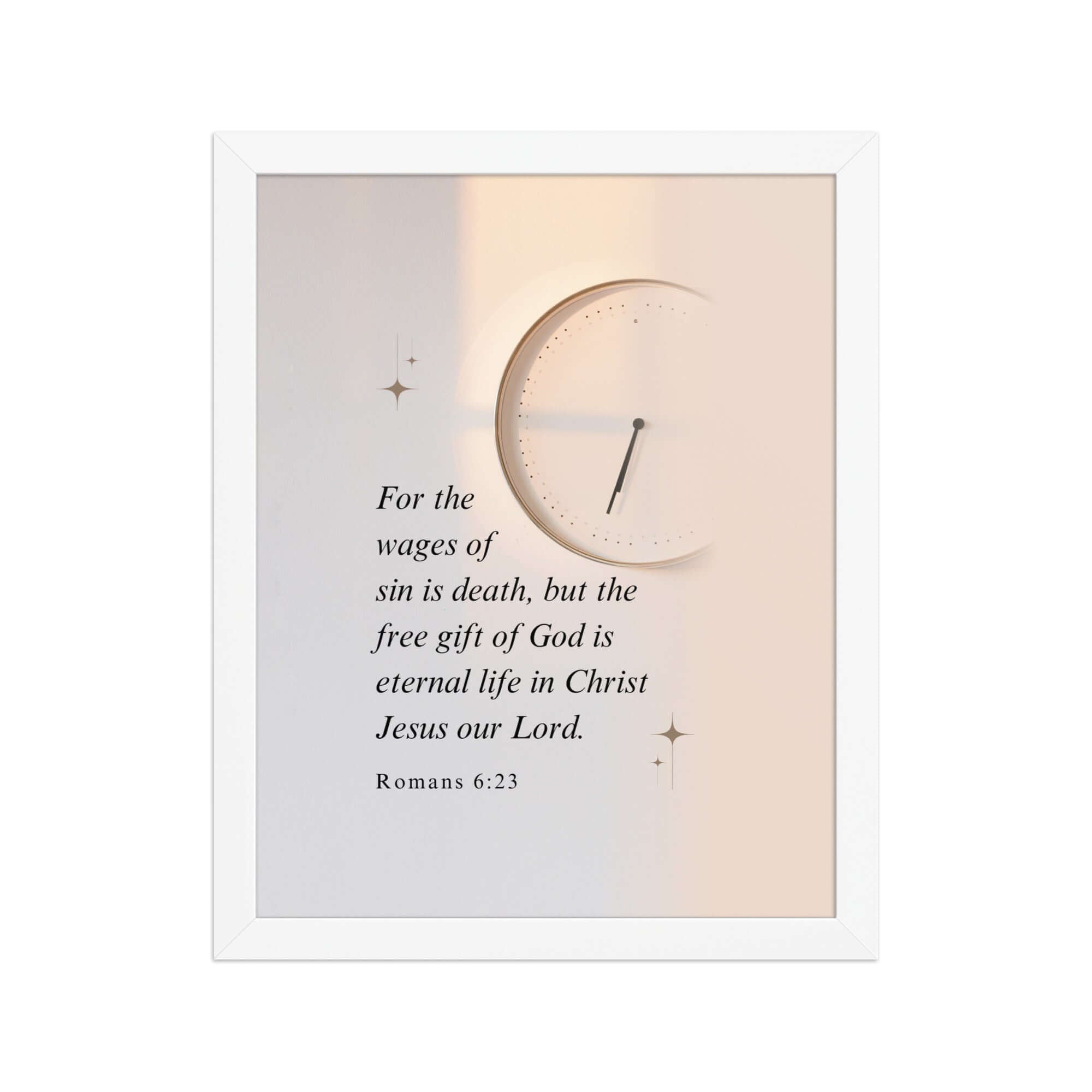 Romans 6:23 Bible Verse, our Lord Premium Luster Photo Paper Framed Poster Wall Art White 11″×14″