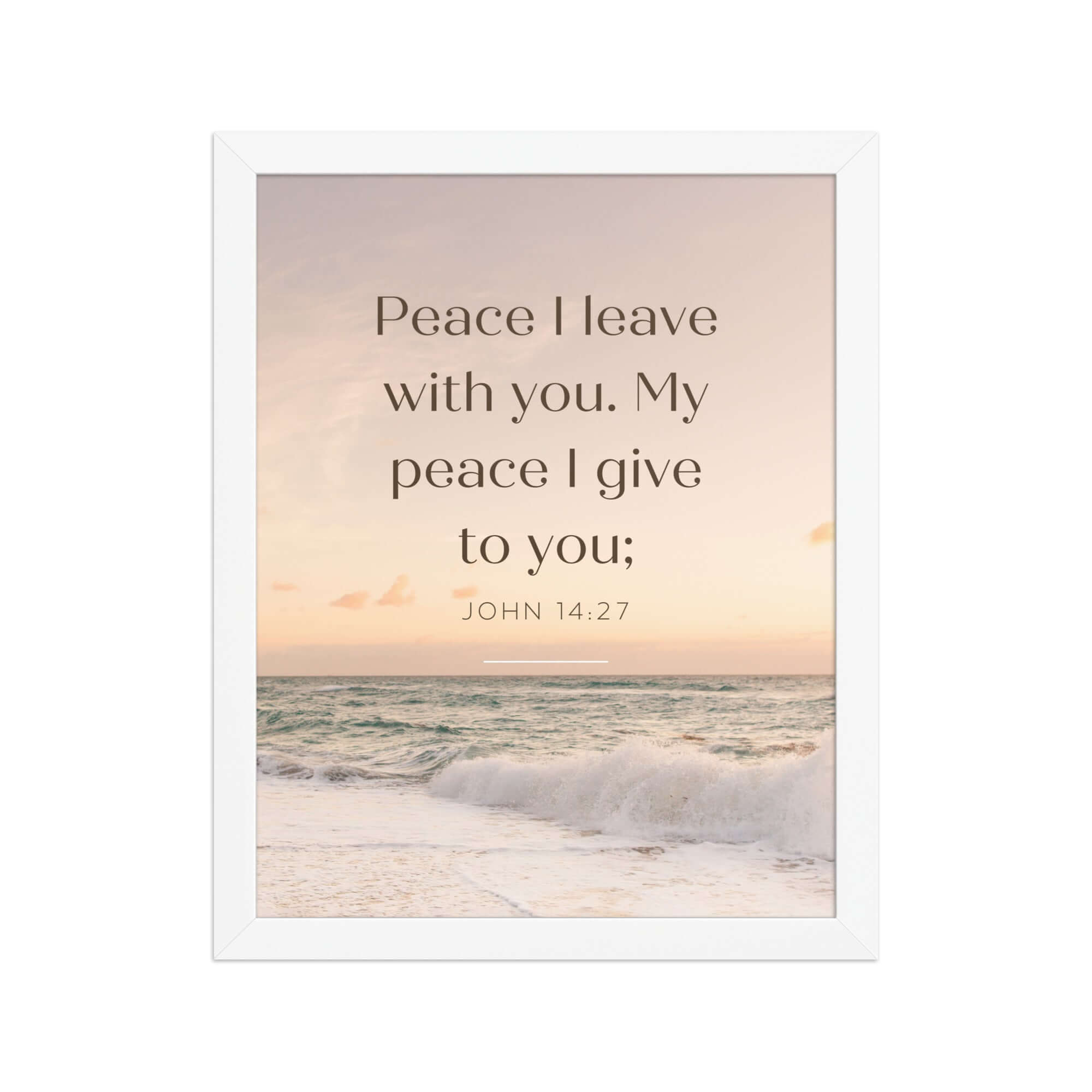 John 14:27 Bible Verse, not as the Premium Luster Photo Paper Framed Poster Wall Art White 11″×14″