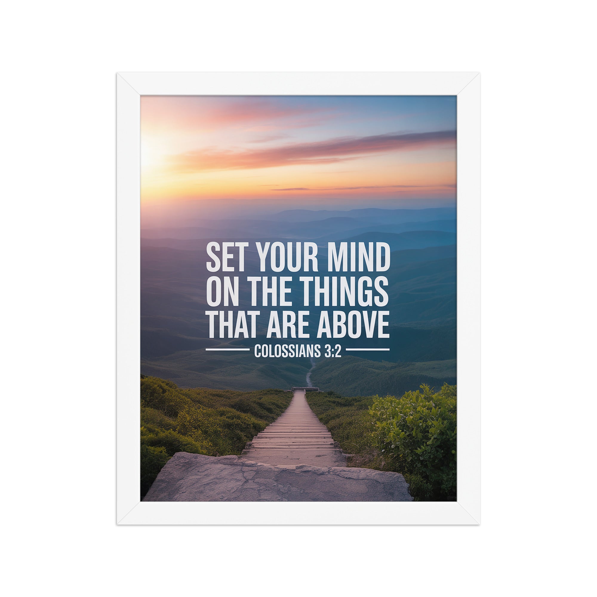 Colossians 3:2 Bible Verse your mind Premium Luster Photo Paper Framed Poster White 11″×14″