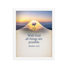 Matthew 19:26 Bible Verse at them Premium Luster Photo Paper Framed Poster White 11″×14″