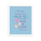 1 John 4:8 Bible Verse, doesn’t love Premium Luster Photo Paper Framed Poster Wall Art White 11″×14″