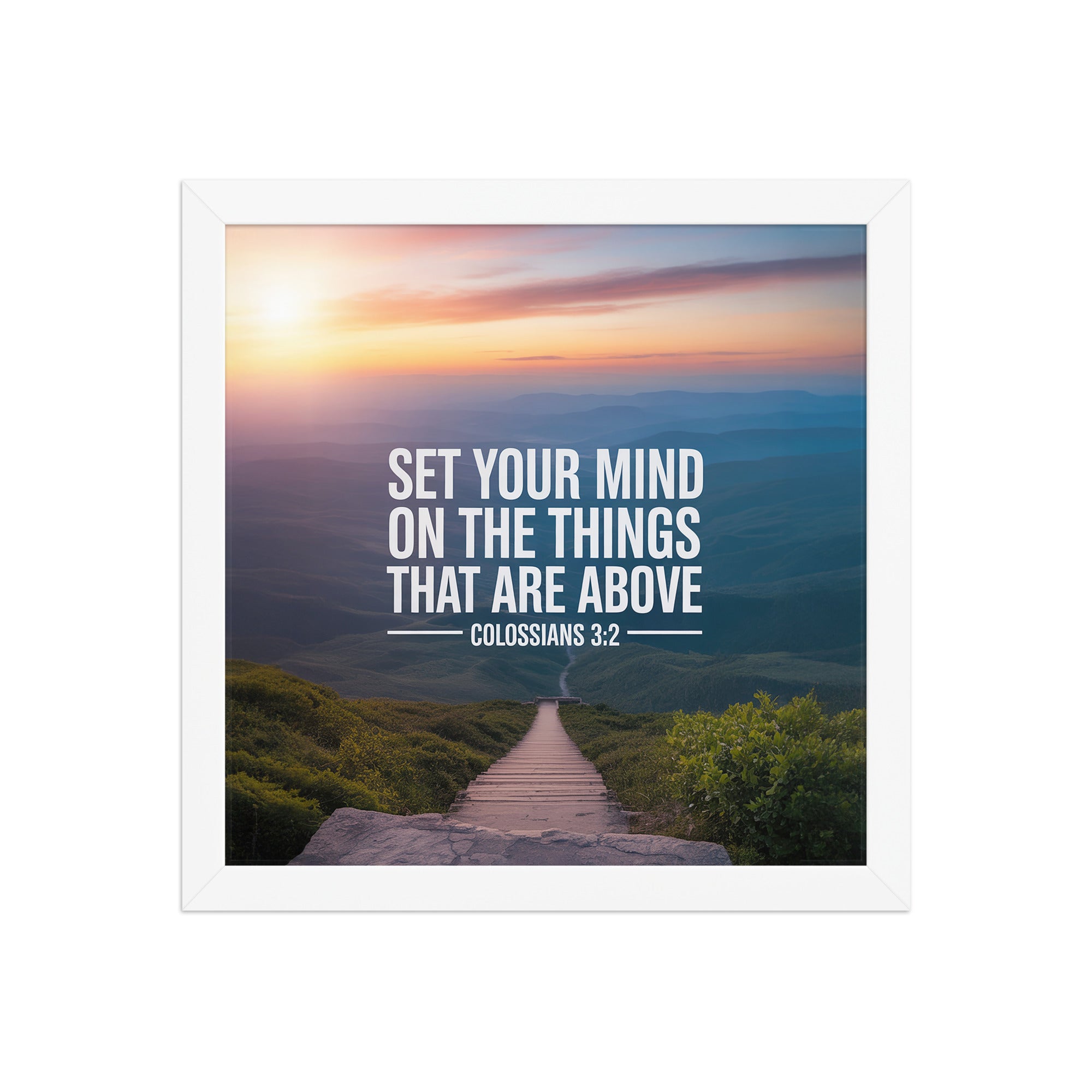 Colossians 3:2 Bible Verse your mind Premium Luster Photo Paper Framed Poster White 12″×12″