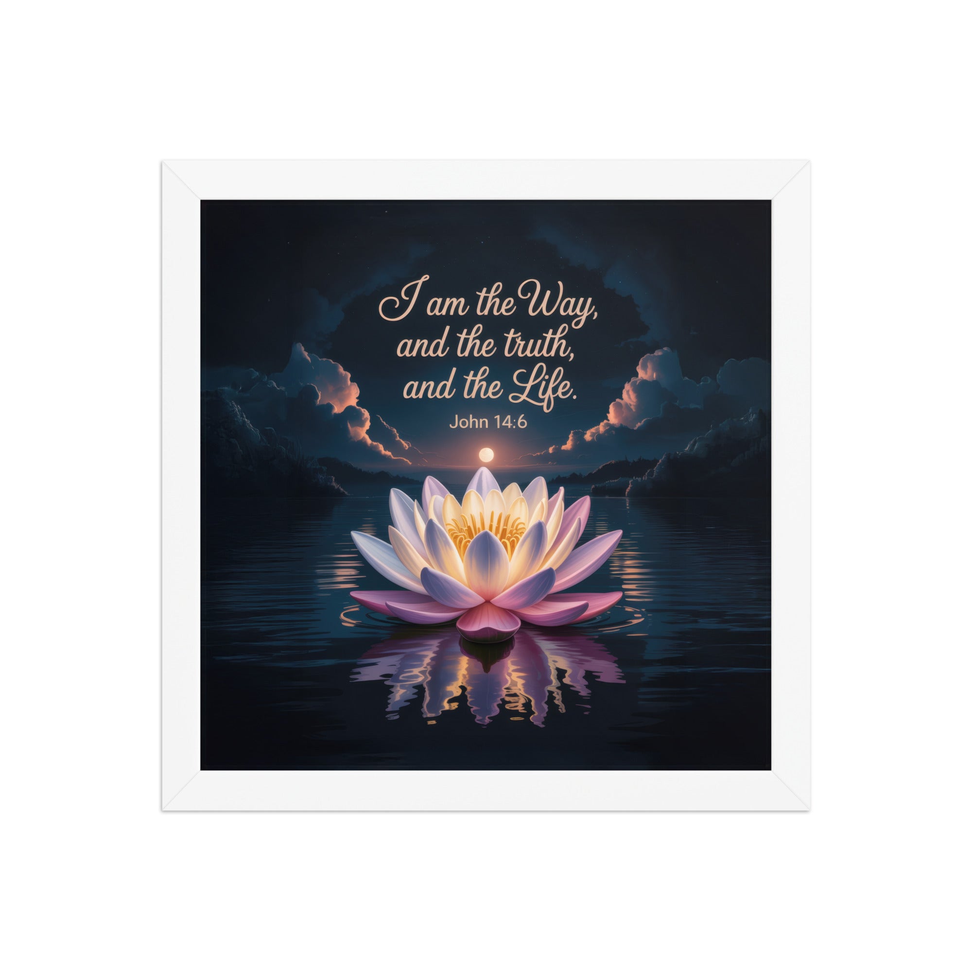 John 14:6 Bible Verse The Way Premium Luster Photo Paper Framed Poster White 12″×12″
