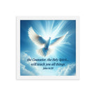 John 14:26 Bible Verse, Holy Spirit Dove Premium Luster Photo Paper Framed Poster Wall Art White 12″×12″