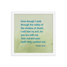 Psalm 23:4 Bible Verse, fear no evil Premium Luster Photo Paper Framed Poster Wall Art White 12″×12″