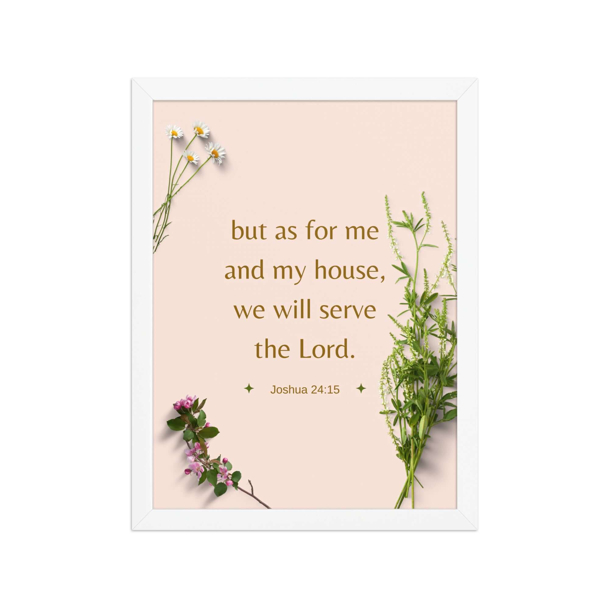 Joshua 24:15 Bible Verse, your fathers Premium Luster Photo Paper Framed Poster Wall Art White 12″×16″