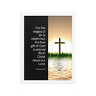 Romans 6:23 Bible Verse, the wages Premium Luster Photo Paper Framed Poster Wall Art White 12″×16″