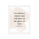Romans 3:23 Bible Verse, fall short Enhanced Matte Paper Framed Poster Wall Art White 12″×16″